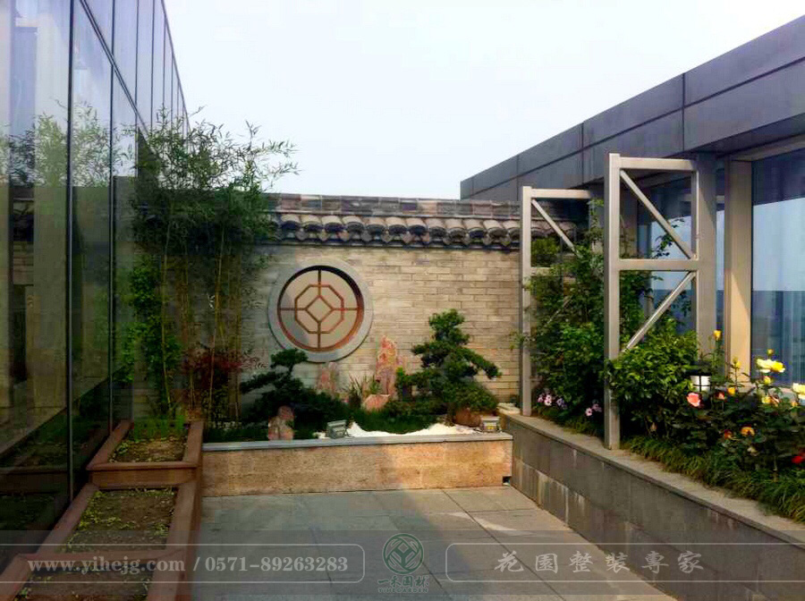 藍色錢江私家屋頂花園景觀|私家露臺花園改造|私人屋頂花園景觀綠化施工